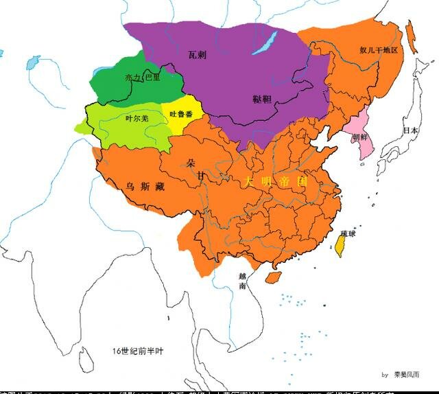 明朝地图：明朝的疆域扩张图